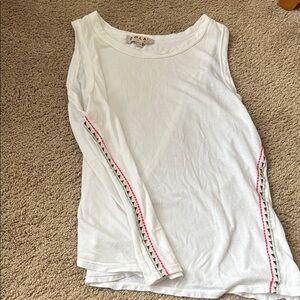 ANTHROPOLOGIE White Sleeveless Top with Pink Accents